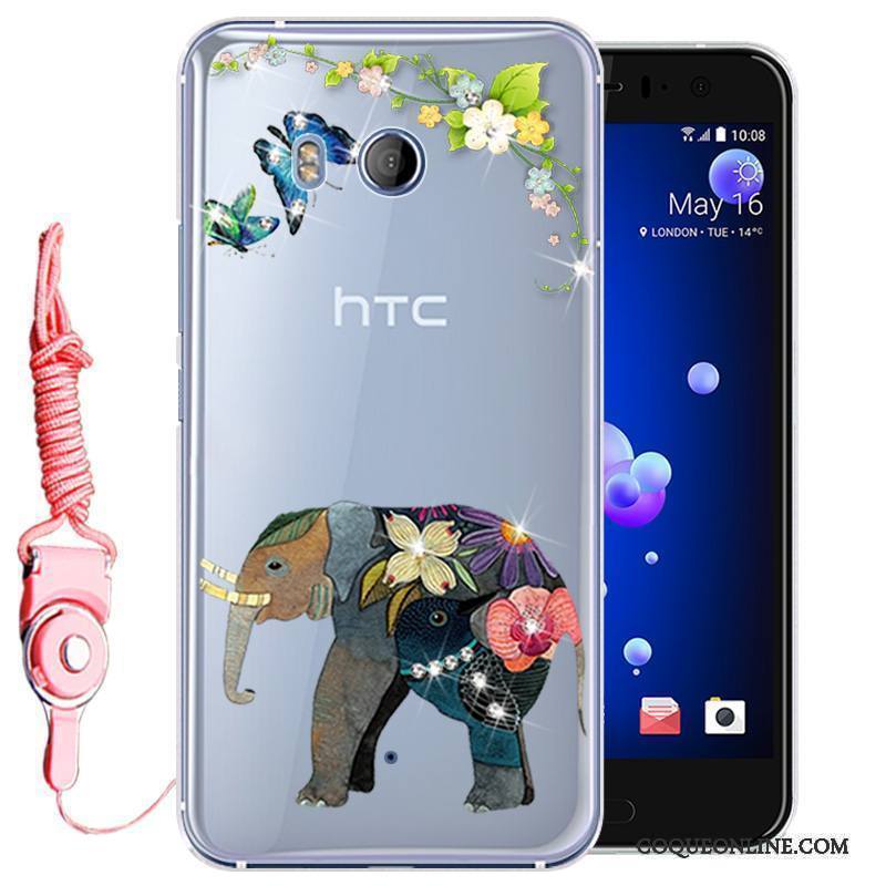 Htc U11 Téléphone Portable Silicone Strass Incassable Étui Coque Protection