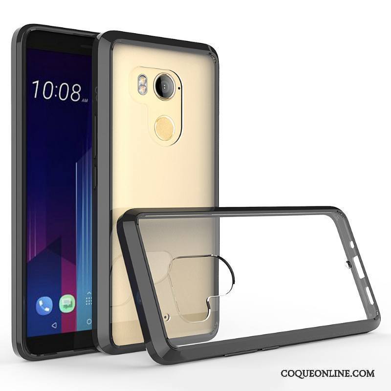 Htc U11+ Étui Nouveau Protection Coque De Téléphone Noir Border Transparent