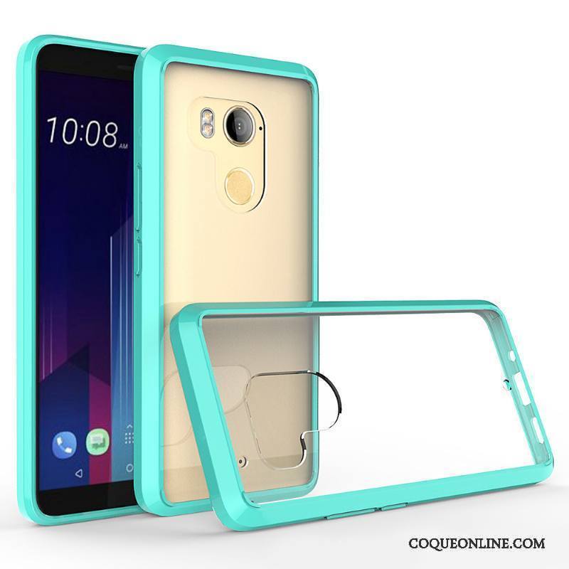 Htc U11+ Étui Nouveau Protection Coque De Téléphone Noir Border Transparent