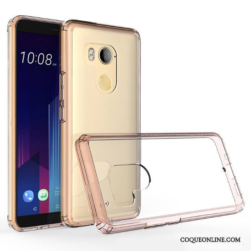 Htc U11+ Étui Nouveau Protection Coque De Téléphone Noir Border Transparent