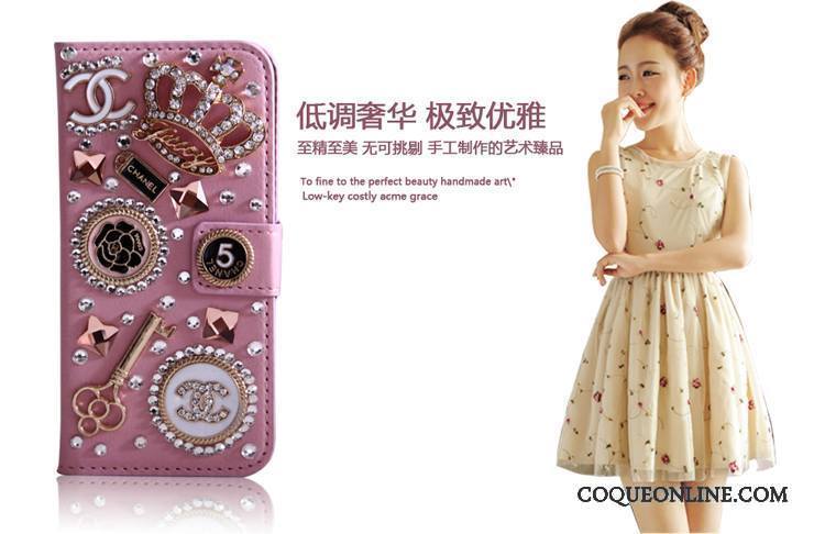 Huawei Ascend G6 Coque De Téléphone Strass Étui En Cuir Protection Sac Rouge