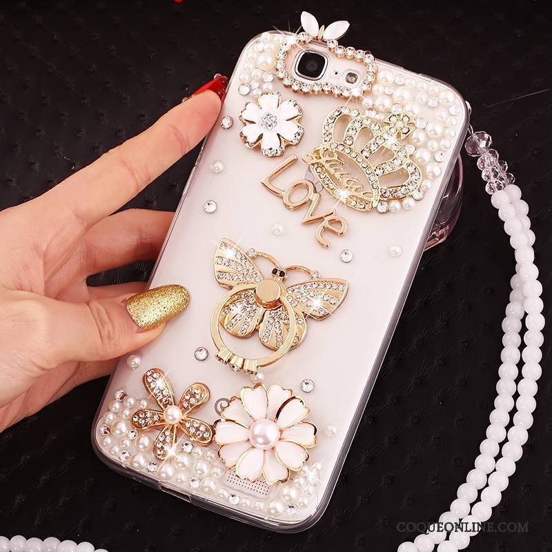 Huawei Ascend G7 Coque De Téléphone Or Protection Fluide Doux Étui Strass