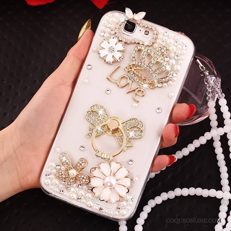 Huawei Ascend G7 Coque De Téléphone Or Protection Fluide Doux Étui Strass