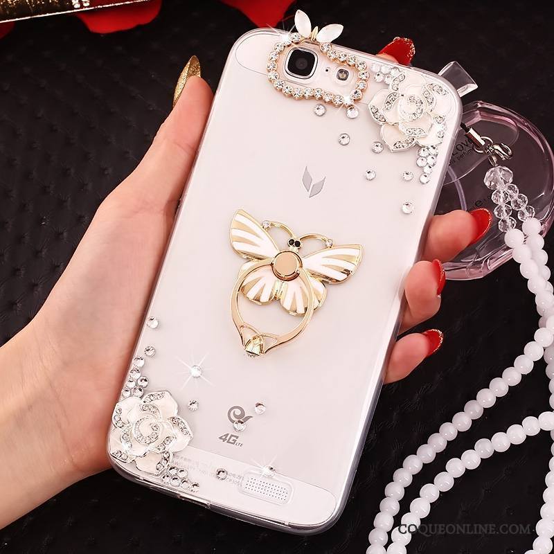 Huawei Ascend G7 Coque De Téléphone Or Protection Fluide Doux Étui Strass