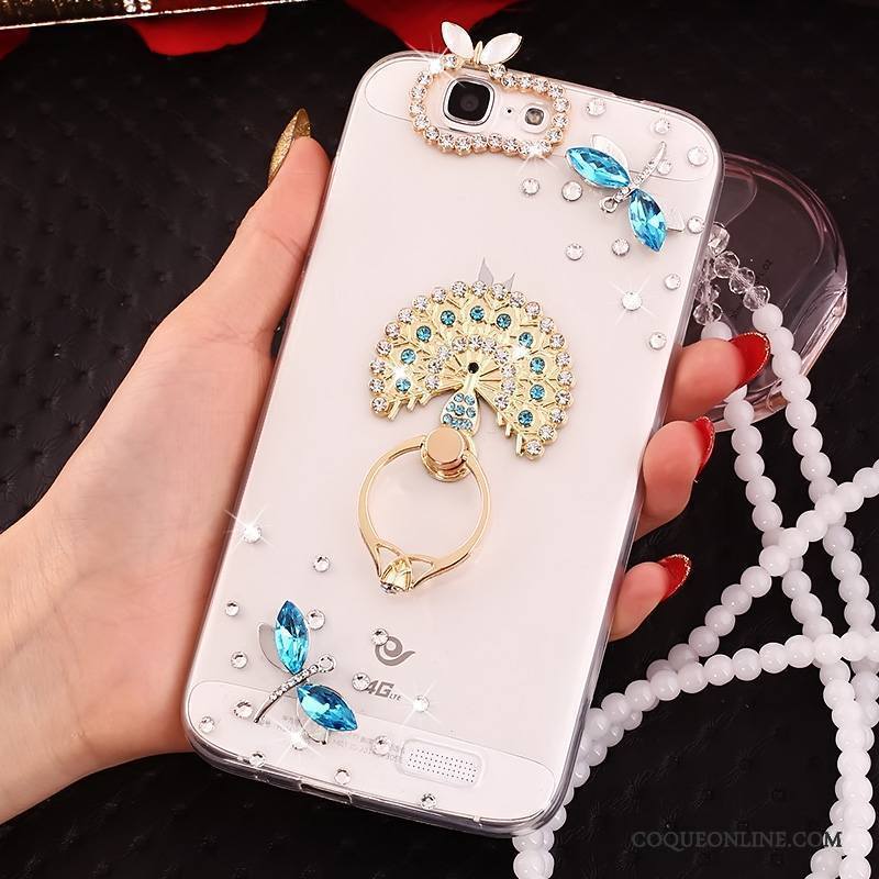 Huawei Ascend G7 Coque De Téléphone Or Protection Fluide Doux Étui Strass