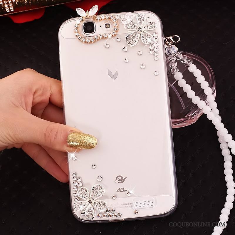 Huawei Ascend G7 Coque De Téléphone Or Protection Fluide Doux Étui Strass