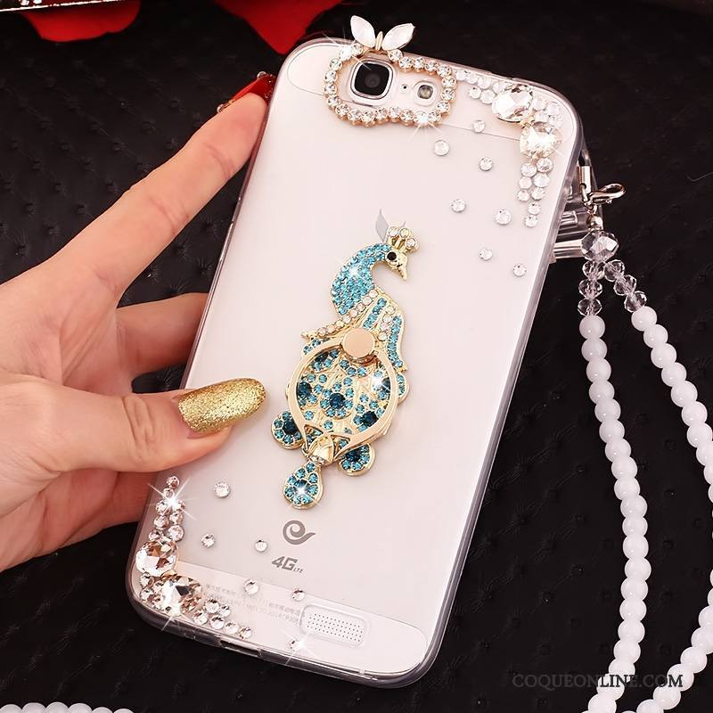 Huawei Ascend G7 Coque De Téléphone Or Protection Fluide Doux Étui Strass