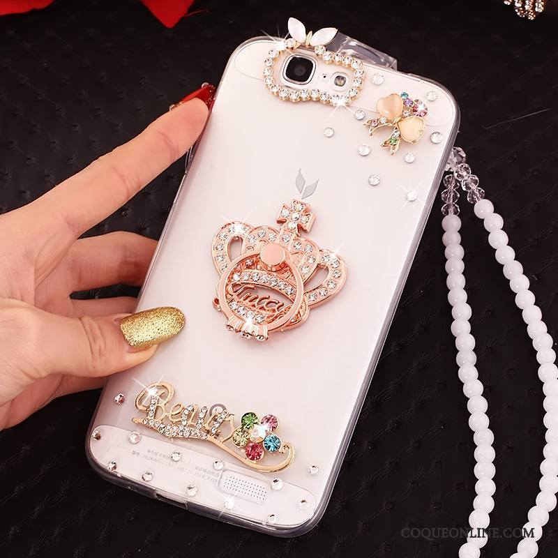 Huawei Ascend G7 Coque De Téléphone Or Protection Fluide Doux Étui Strass