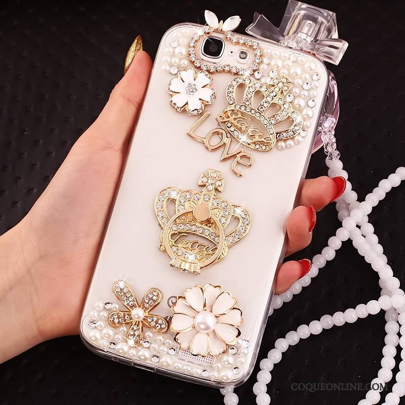 Huawei Ascend G7 Coque De Téléphone Or Protection Fluide Doux Étui Strass