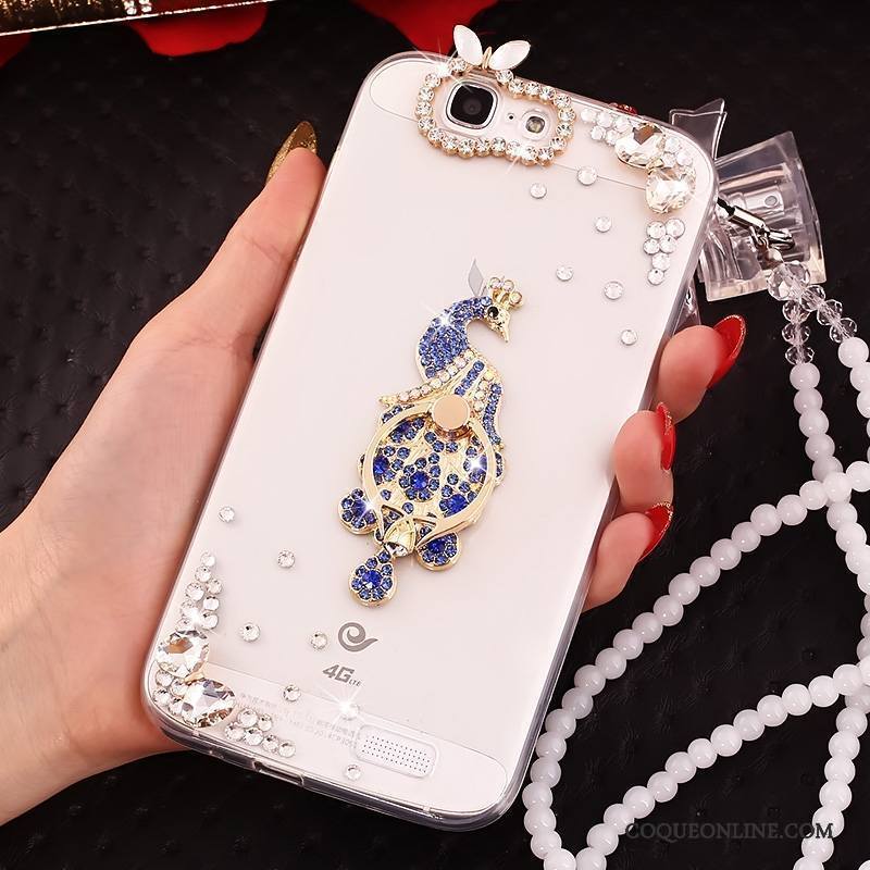 Huawei Ascend G7 Coque De Téléphone Or Protection Fluide Doux Étui Strass