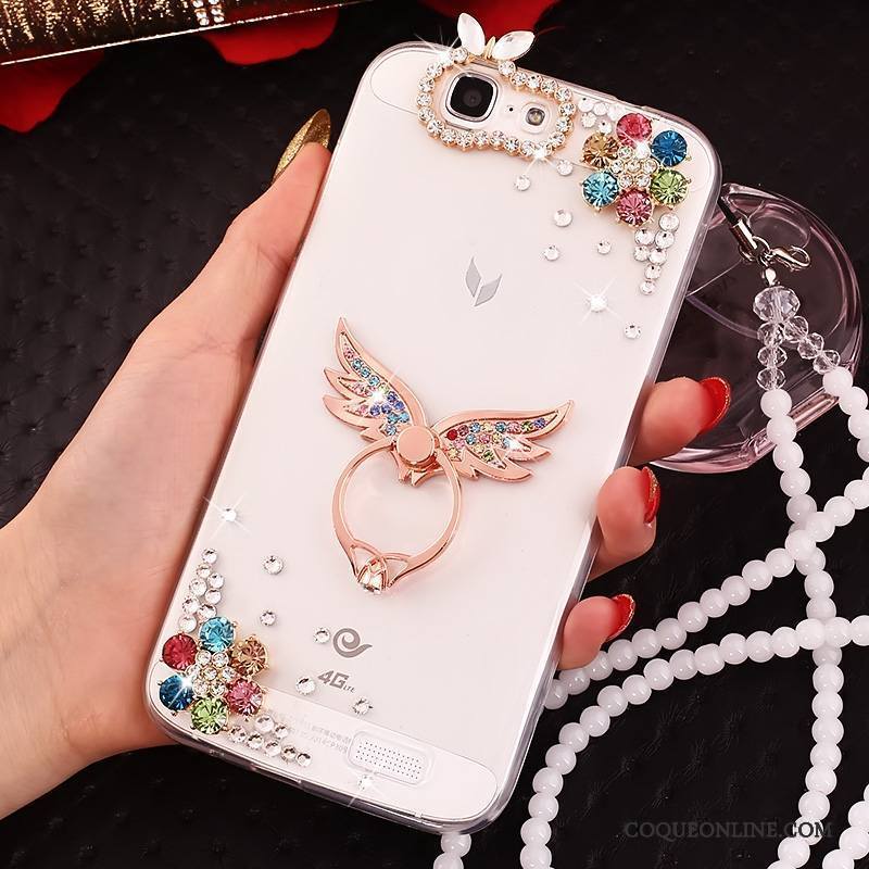 Huawei Ascend G7 Coque De Téléphone Or Protection Fluide Doux Étui Strass