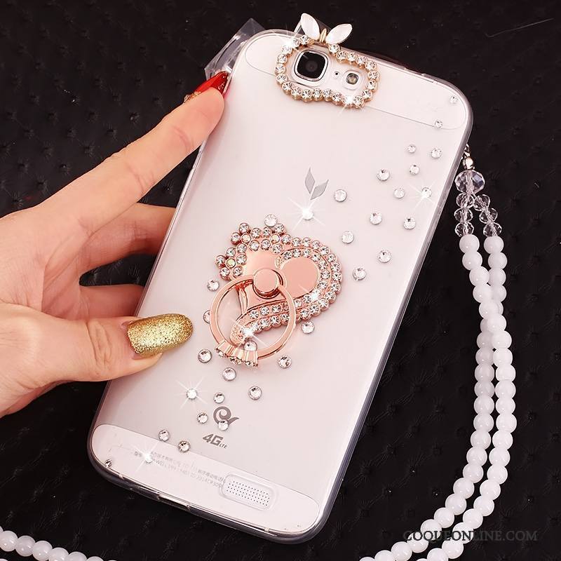 Huawei Ascend G7 Coque De Téléphone Or Protection Fluide Doux Étui Strass