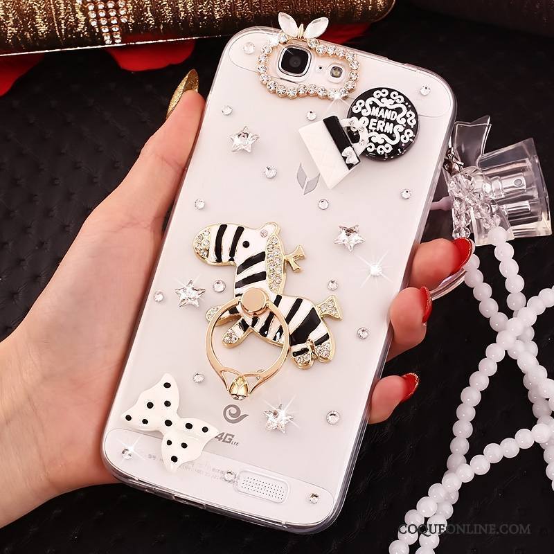 Huawei Ascend G7 Coque De Téléphone Or Protection Fluide Doux Étui Strass