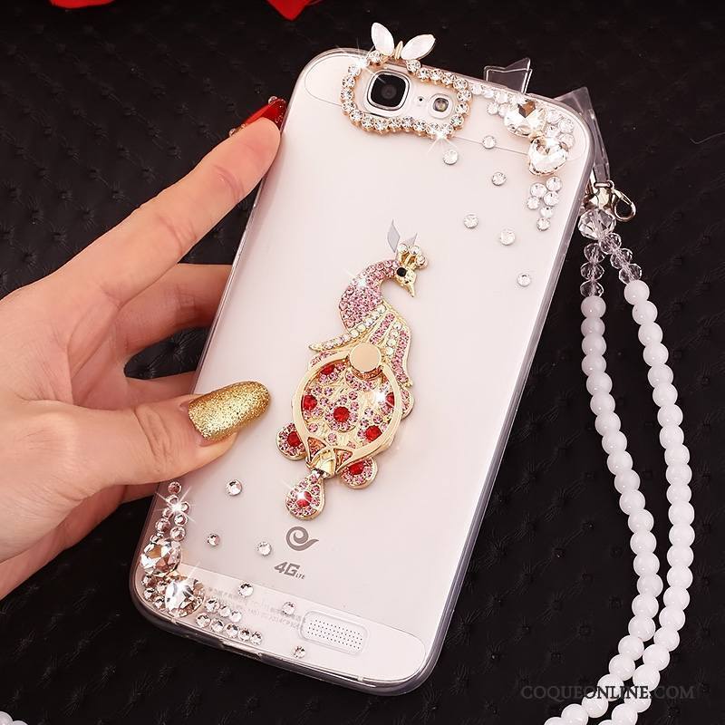 Huawei Ascend G7 Coque De Téléphone Or Protection Fluide Doux Étui Strass