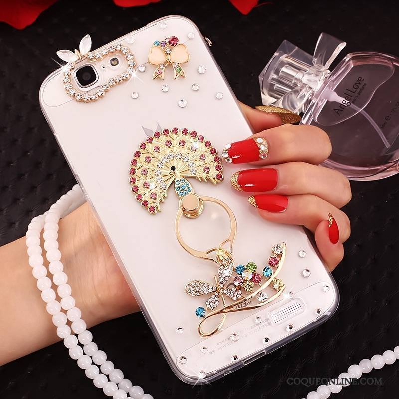 Huawei Ascend G7 Coque De Téléphone Or Protection Fluide Doux Étui Strass