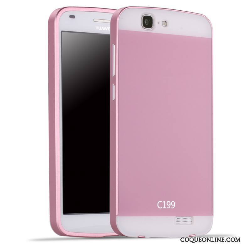 Huawei Ascend G7 Coque De Téléphone Étui Rose Métal Border Couvercle Arrière