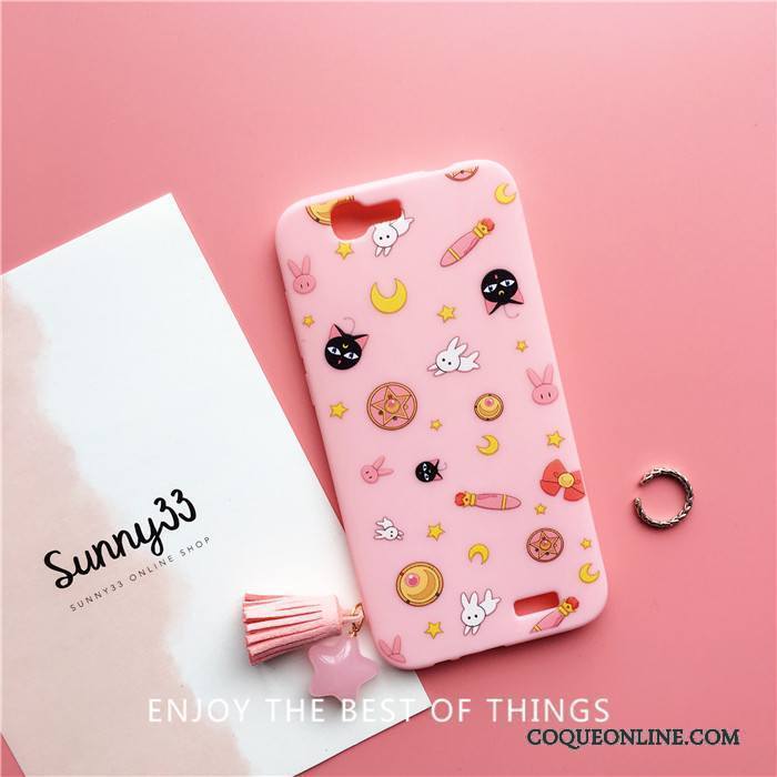 Huawei Ascend G7 Coque Fluide Doux Incassable De Téléphone Silicone Chat Rose