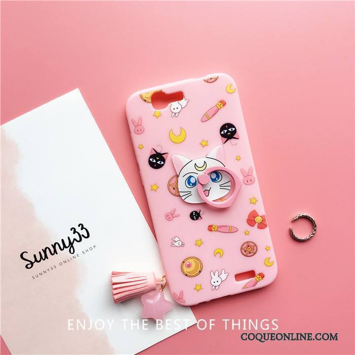 Huawei Ascend G7 Coque Fluide Doux Incassable De Téléphone Silicone Chat Rose