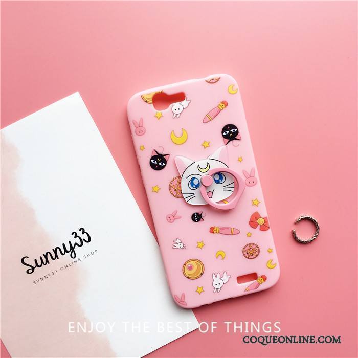 Huawei Ascend G7 Coque Fluide Doux Incassable De Téléphone Silicone Chat Rose