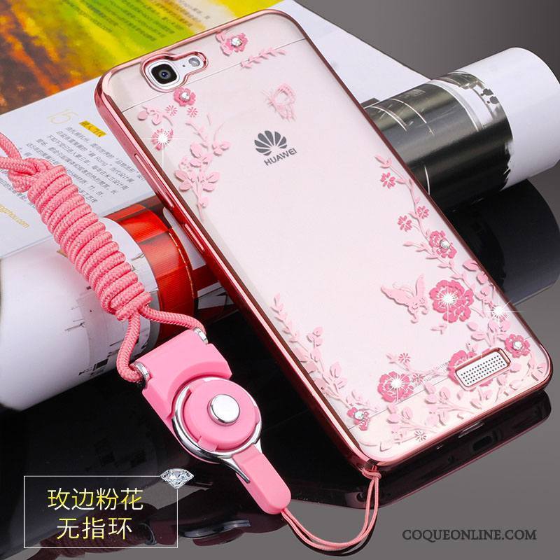 Huawei Ascend G7 Fluide Doux Rose Ornements Suspendus Coque Protection Silicone Étui