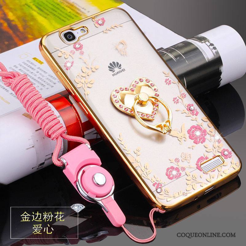 Huawei Ascend G7 Fluide Doux Rose Ornements Suspendus Coque Protection Silicone Étui