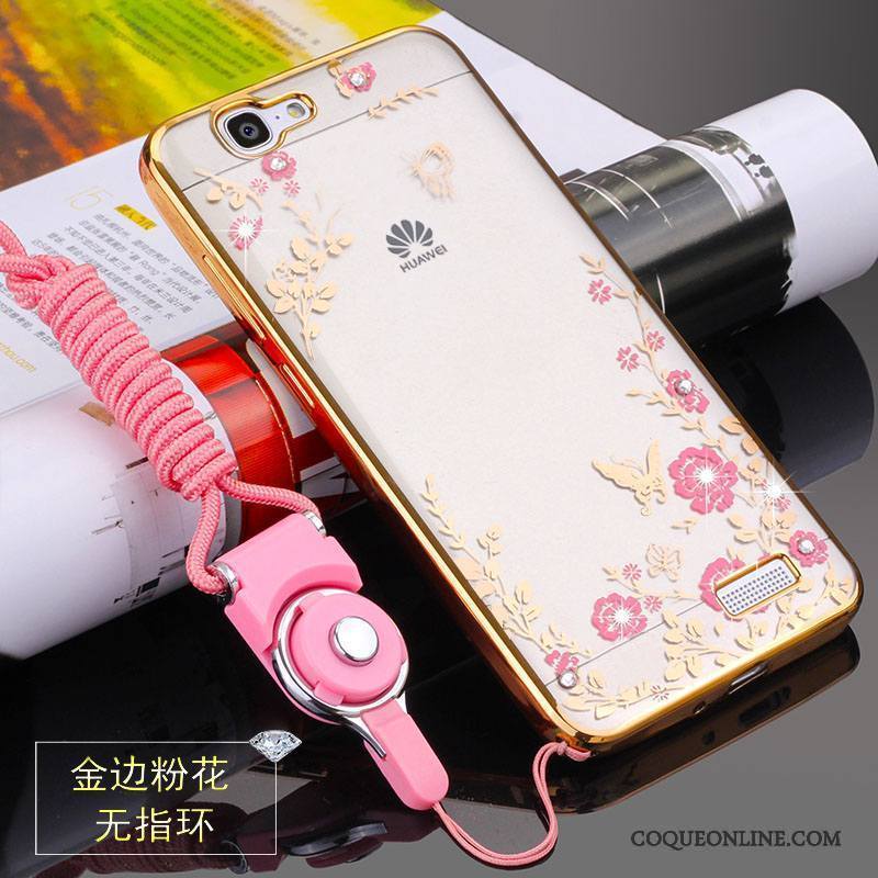 Huawei Ascend G7 Fluide Doux Rose Ornements Suspendus Coque Protection Silicone Étui