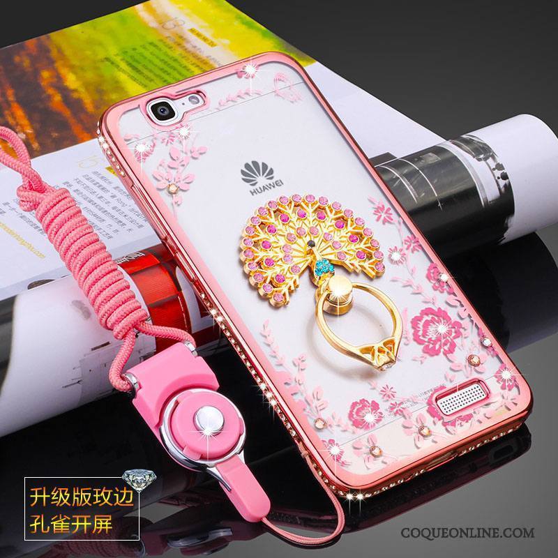 Huawei Ascend G7 Fluide Doux Rose Ornements Suspendus Coque Protection Silicone Étui