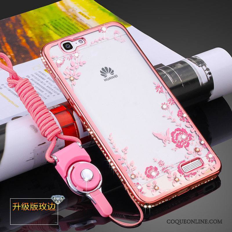 Huawei Ascend G7 Fluide Doux Rose Ornements Suspendus Coque Protection Silicone Étui