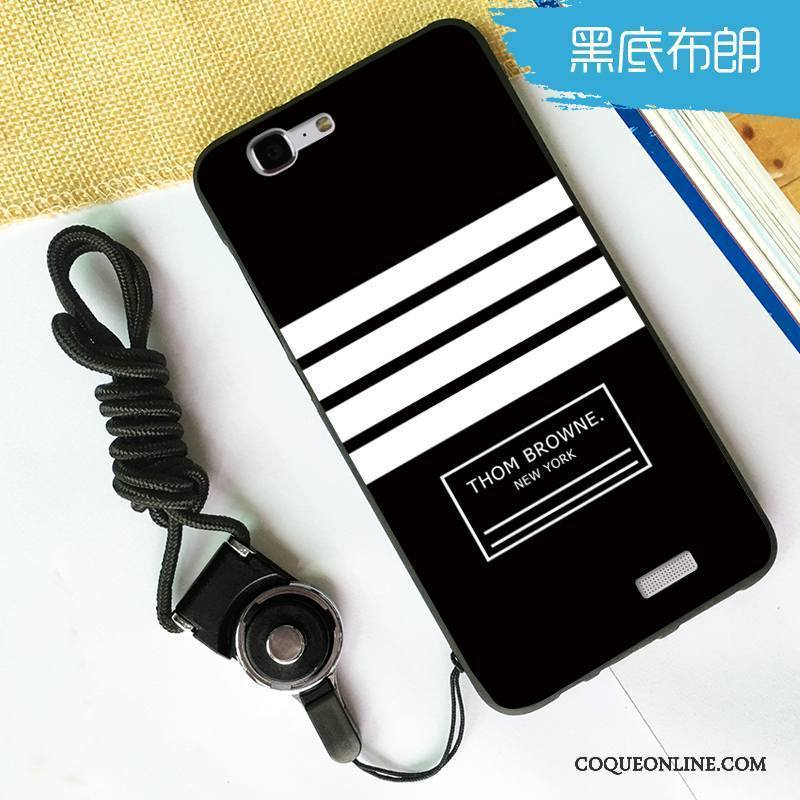 Huawei Ascend G7 Fluide Doux Silicone Blanc Tendance Incassable Coque De Téléphone Noir