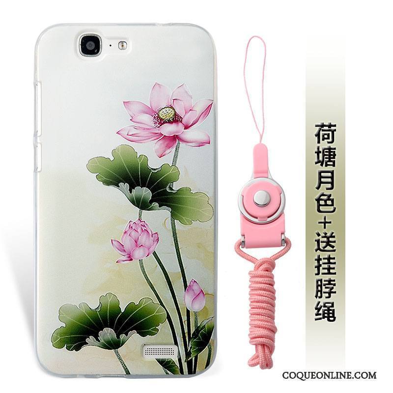 Huawei Ascend G7 Fluide Doux Étui Vert Incassable Coque De Téléphone Silicone Ornements Suspendus