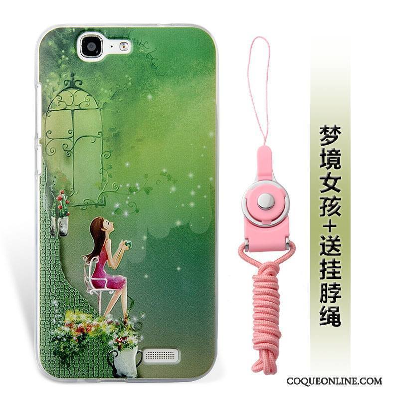 Huawei Ascend G7 Fluide Doux Étui Vert Incassable Coque De Téléphone Silicone Ornements Suspendus