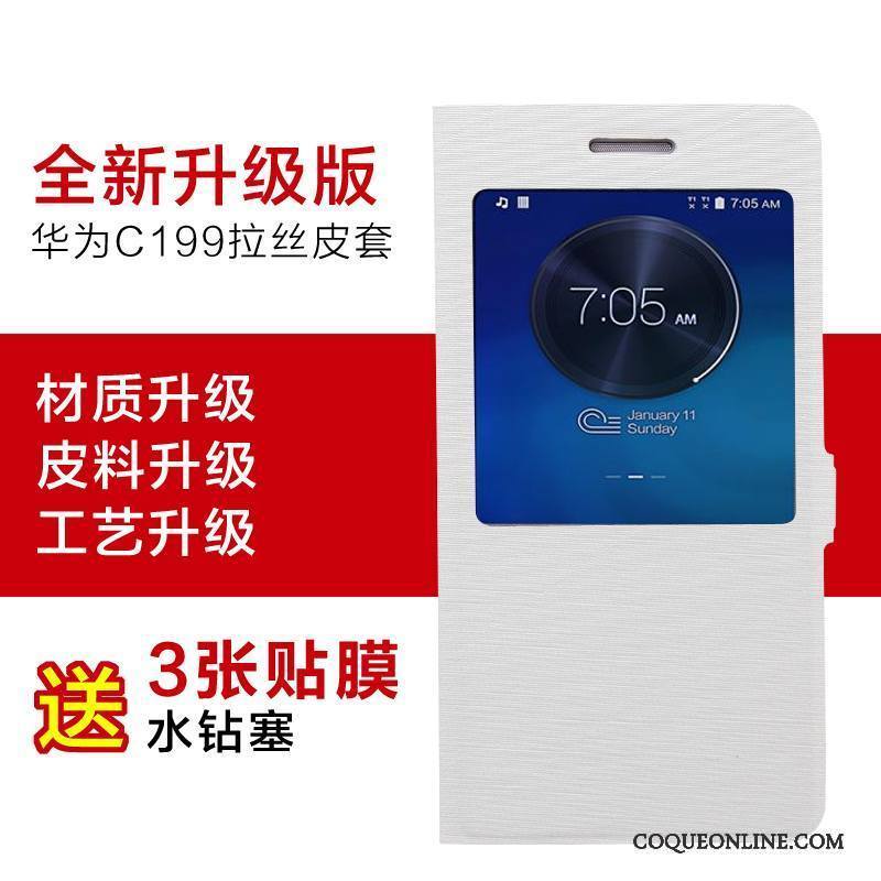 Huawei Ascend G7 Incassable Clamshell Étui Coque Rouge De Téléphone Étui En Cuir
