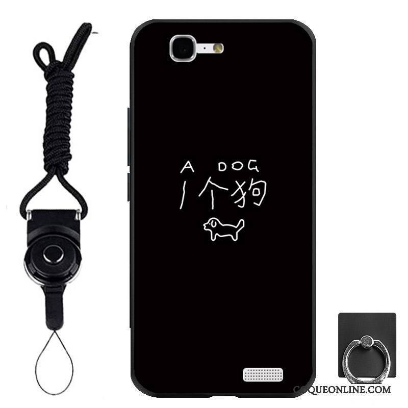 Huawei Ascend G7 Protection Étui Ornements Suspendus Fluide Doux Noir Anneau Coque De Téléphone