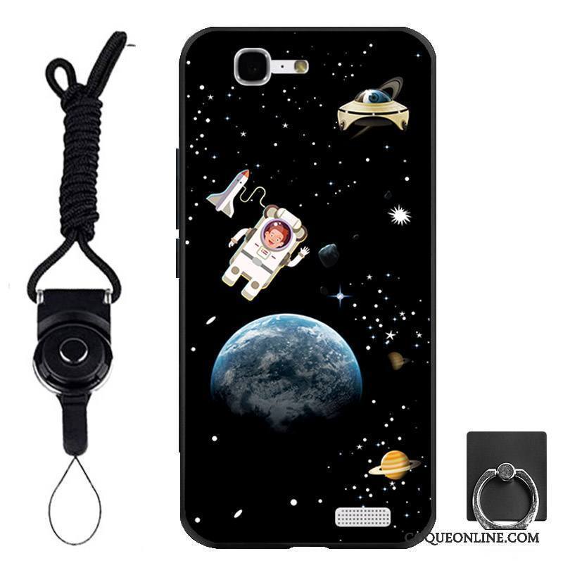 Huawei Ascend G7 Protection Étui Ornements Suspendus Fluide Doux Noir Anneau Coque De Téléphone