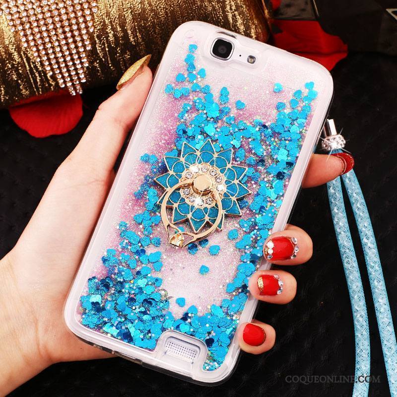 Huawei Ascend G7 Quicksand Coque De Téléphone Légère Bleu Strass Tendance Protection