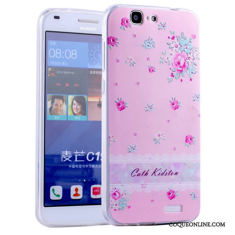 Huawei Ascend G7 Tout Compris Coque De Téléphone Fluide Doux Rose Incassable Dessin Animé Silicone