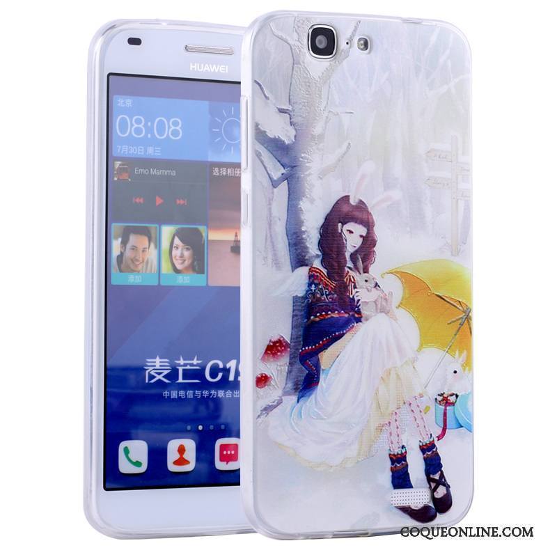 Huawei Ascend G7 Tout Compris Coque De Téléphone Fluide Doux Rose Incassable Dessin Animé Silicone