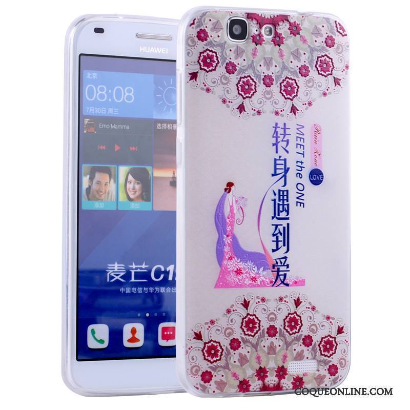 Huawei Ascend G7 Tout Compris Coque De Téléphone Fluide Doux Rose Incassable Dessin Animé Silicone