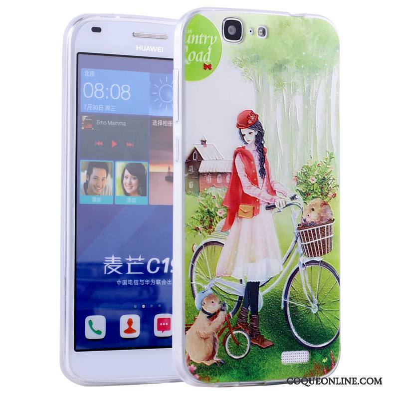 Huawei Ascend G7 Tout Compris Coque De Téléphone Fluide Doux Rose Incassable Dessin Animé Silicone