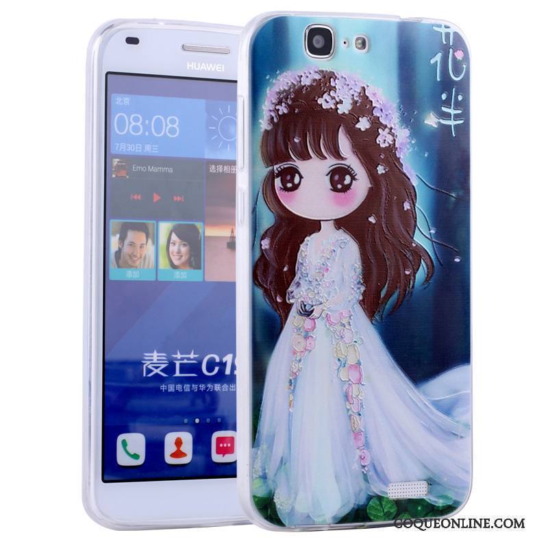 Huawei Ascend G7 Tout Compris Coque De Téléphone Fluide Doux Rose Incassable Dessin Animé Silicone