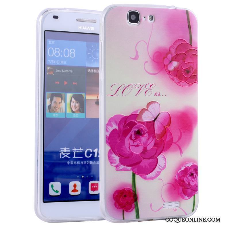 Huawei Ascend G7 Tout Compris Coque De Téléphone Fluide Doux Rose Incassable Dessin Animé Silicone