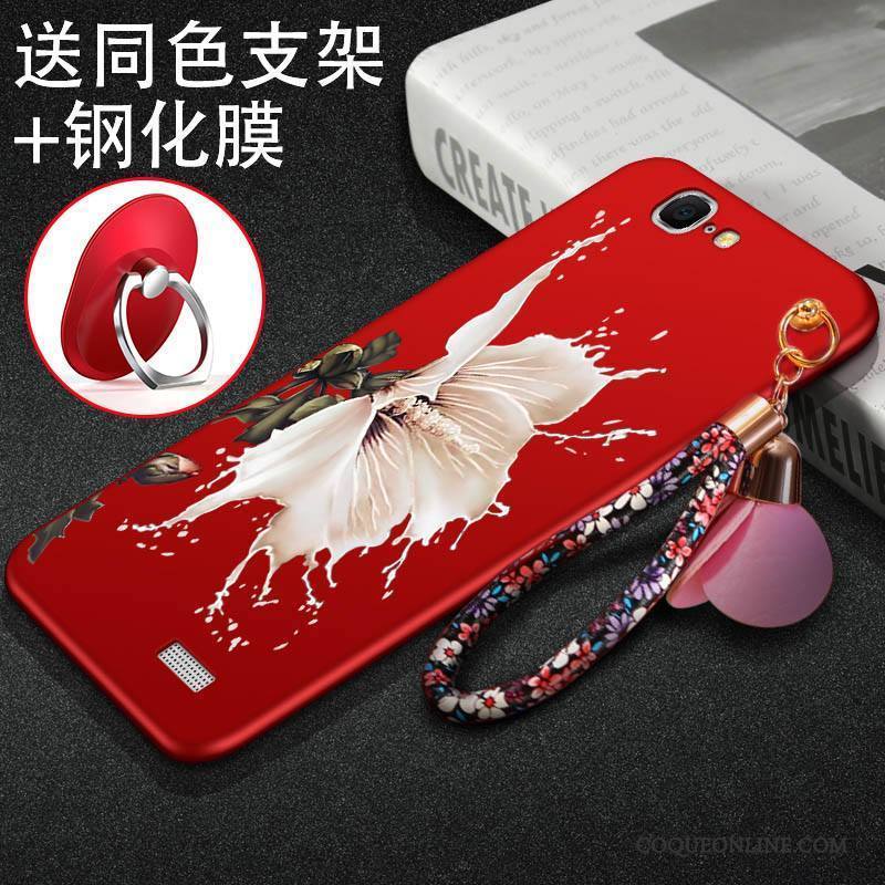 Huawei Ascend G7 Téléphone Portable Protection Coque Silicone Rouge Étui Délavé En Daim