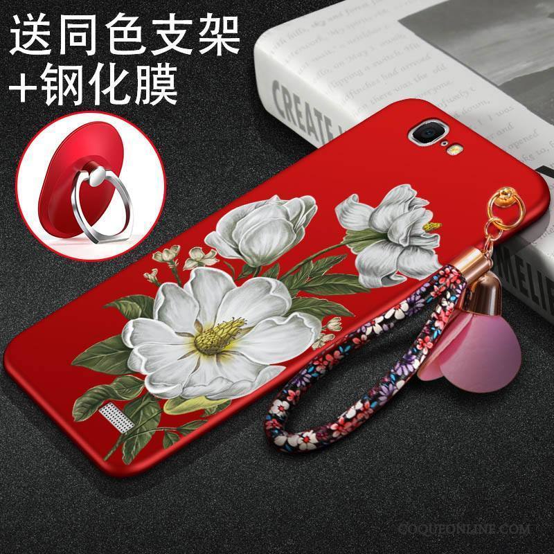 Huawei Ascend G7 Téléphone Portable Protection Coque Silicone Rouge Étui Délavé En Daim