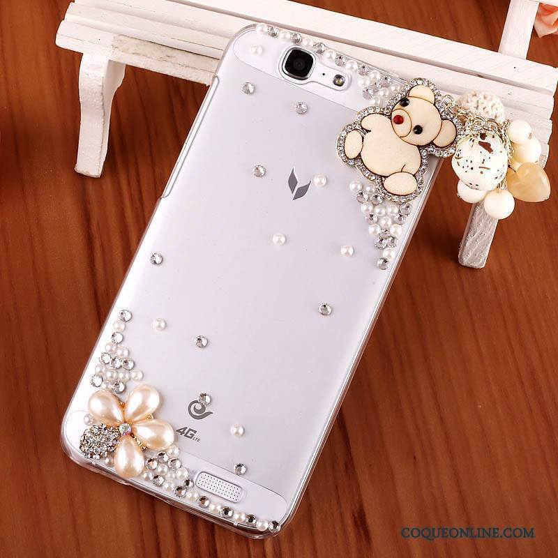 Huawei Ascend G7 Étui Noir Difficile Transparent Strass Coque De Téléphone Protection