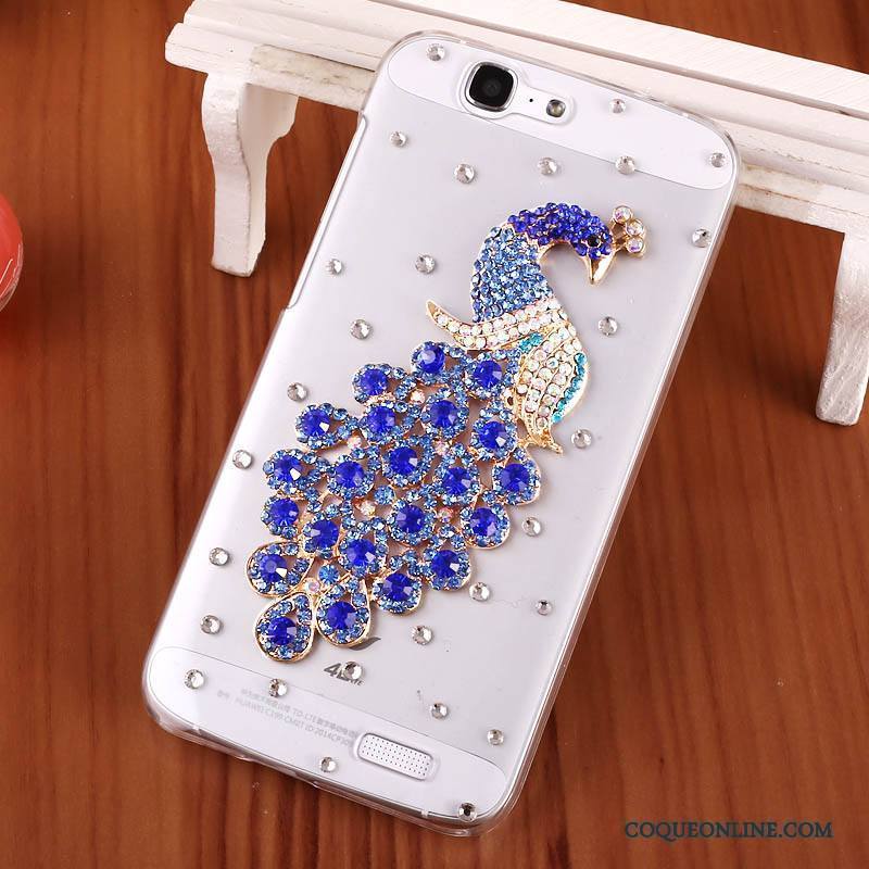 Huawei Ascend G7 Étui Noir Difficile Transparent Strass Coque De Téléphone Protection