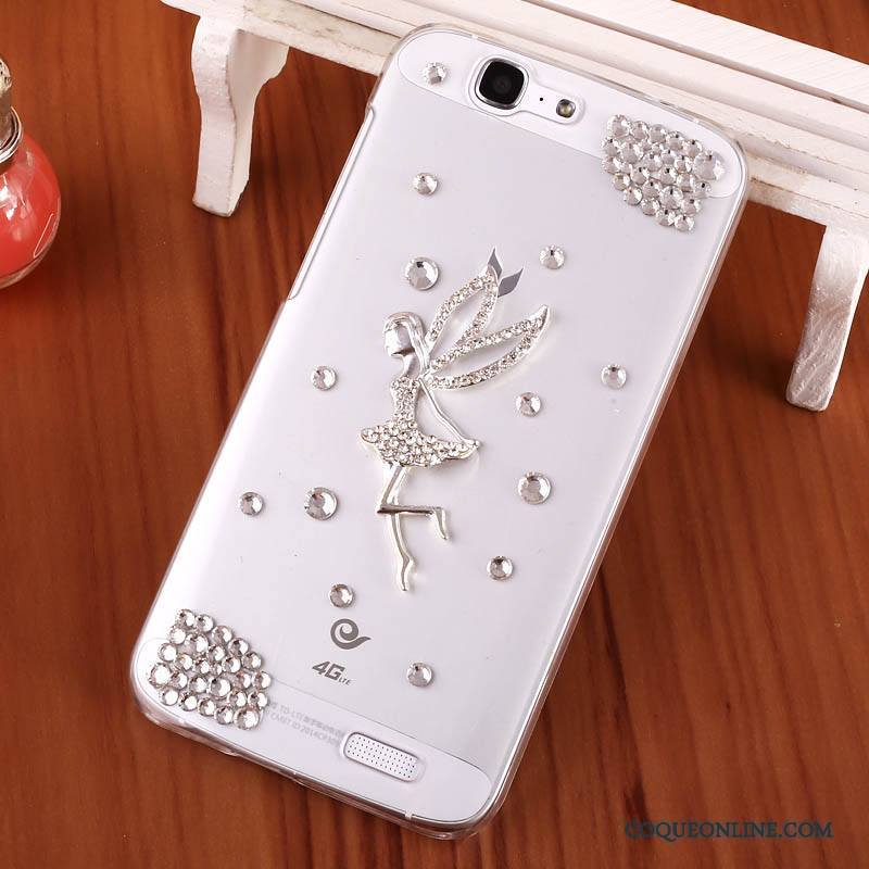 Huawei Ascend G7 Étui Noir Difficile Transparent Strass Coque De Téléphone Protection