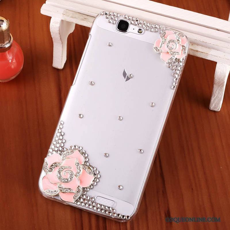 Huawei Ascend G7 Étui Noir Difficile Transparent Strass Coque De Téléphone Protection