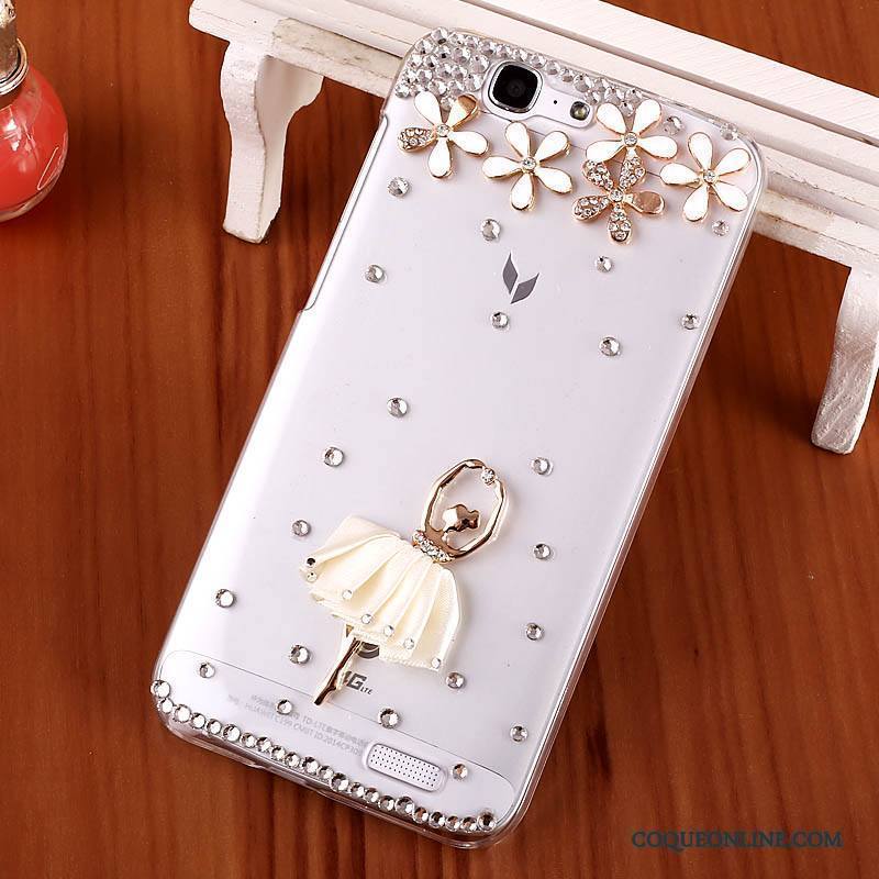 Huawei Ascend G7 Étui Noir Difficile Transparent Strass Coque De Téléphone Protection