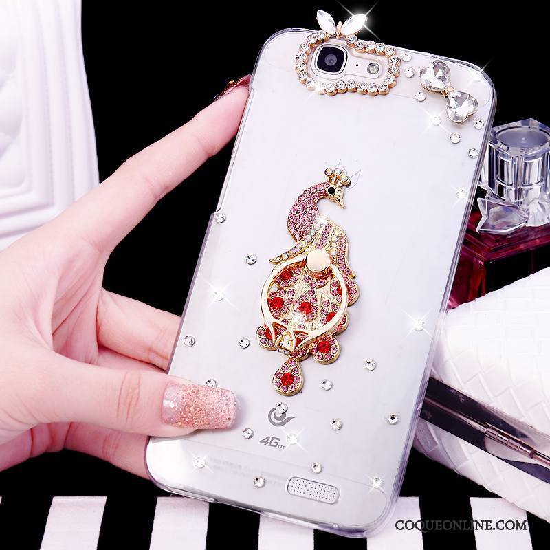 Huawei Ascend G7 Étui Rose Strass Coque De Téléphone Tendance Anneau