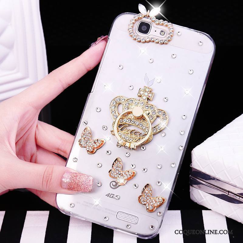 Huawei Ascend G7 Étui Rose Strass Coque De Téléphone Tendance Anneau